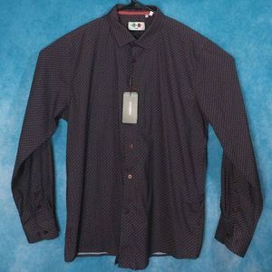 Moderno NWT Long Sleeve Button Up Shirt, Burgundy, Men's, Size XL